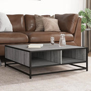 Tavolino-Tavolino da soggiorno-Tavolo Grigio Sonoma 80x80x30 cm in Truciolato e Metallo
