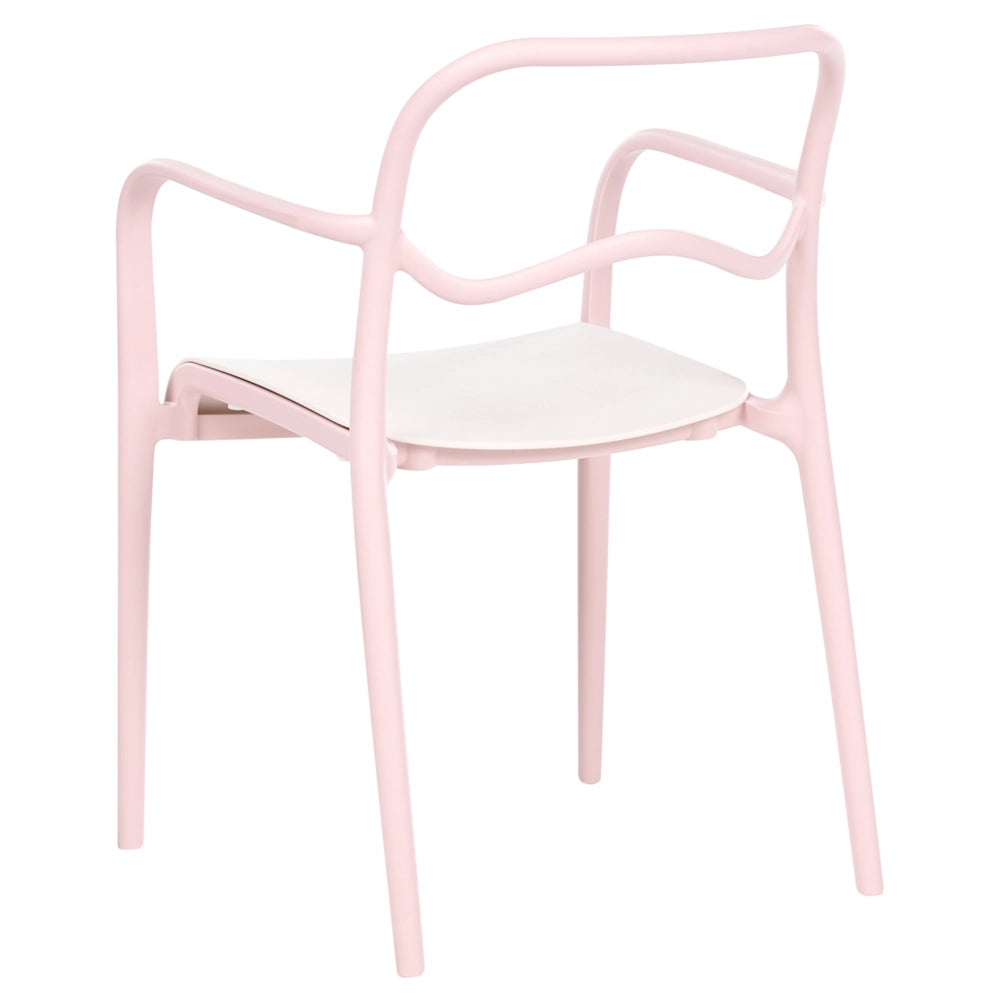 Set di 2 sedie da giardino impilabili in plastica rosa pastello e beige stile retrò per tutte le stagioni