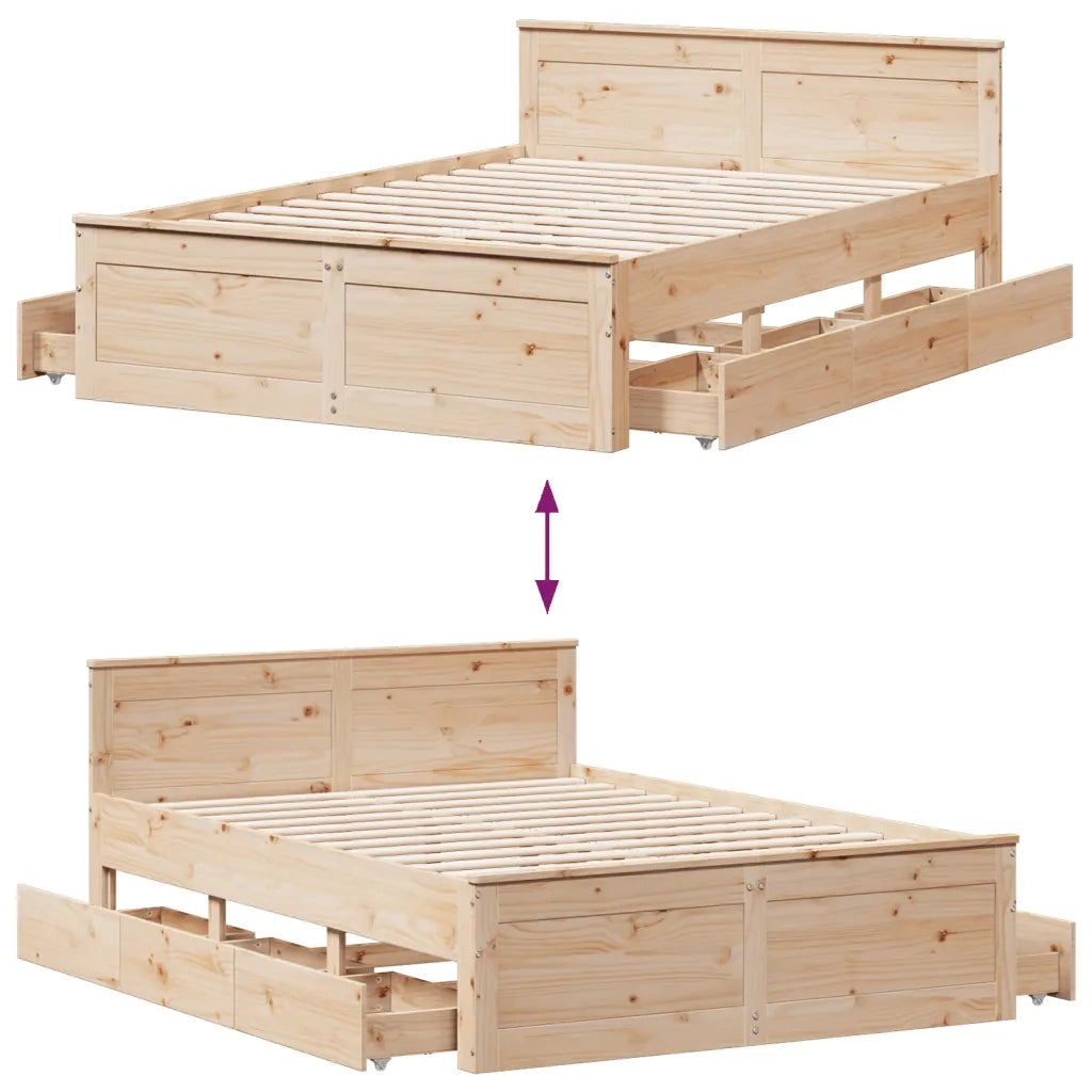 vidaXL Letto senza Materasso con Testiera 160x200 cm in Legno di Pino