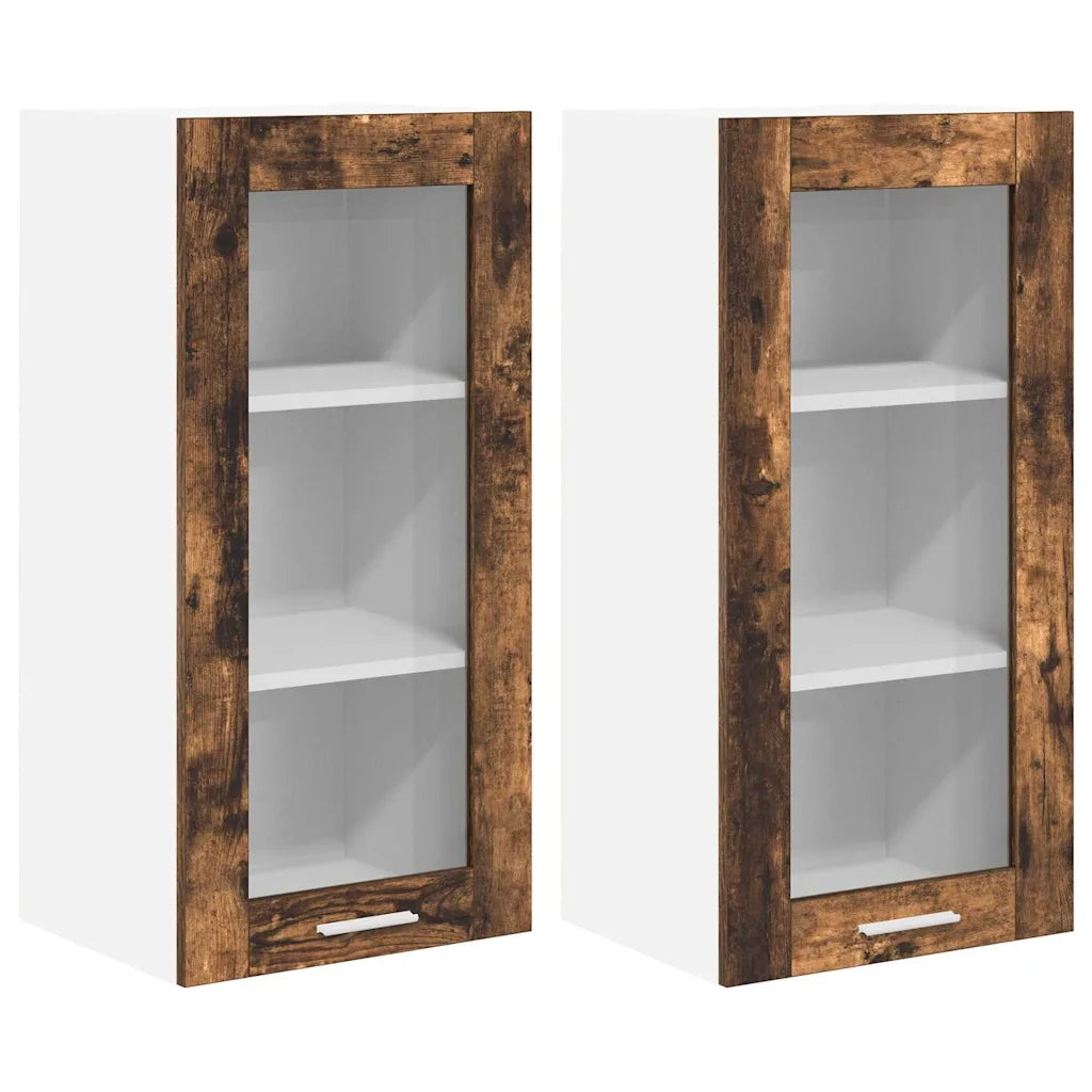 Armadio pensile | Mobile da Cucina con porta 2 pz Rovere fum¨¦ 40 x 31 x 80 cm