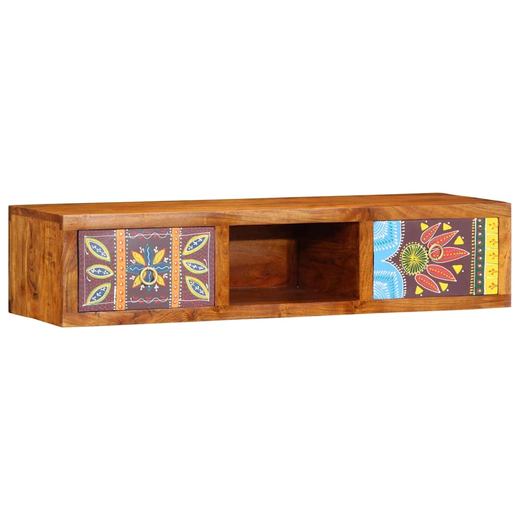 Mobile TV da parete salvaspazio con ampio spazio di archiviazione e design colorato 100 x 30 x 22 cm in legno di acacia 02_0057673