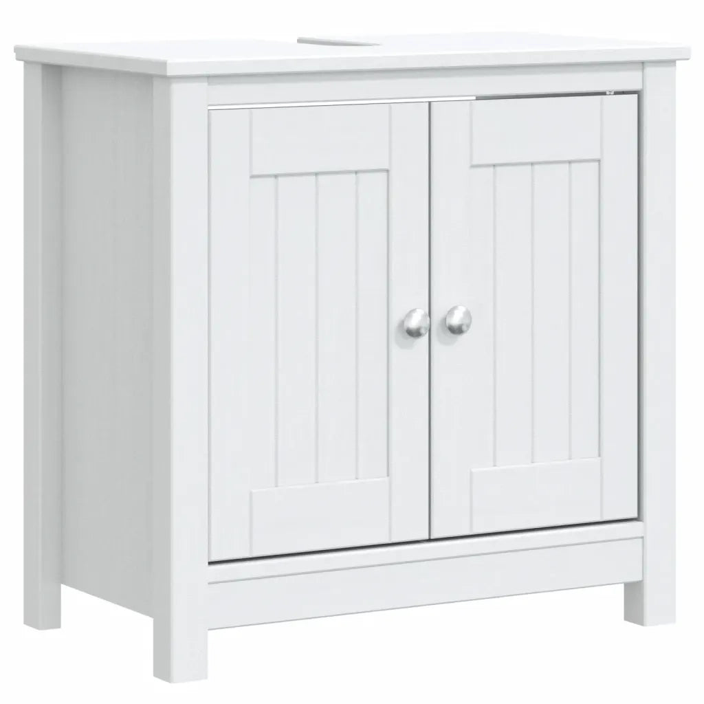Set Mobili da Bagno 3 pz BERG Bianco in Legno Massello di Pino 3206498