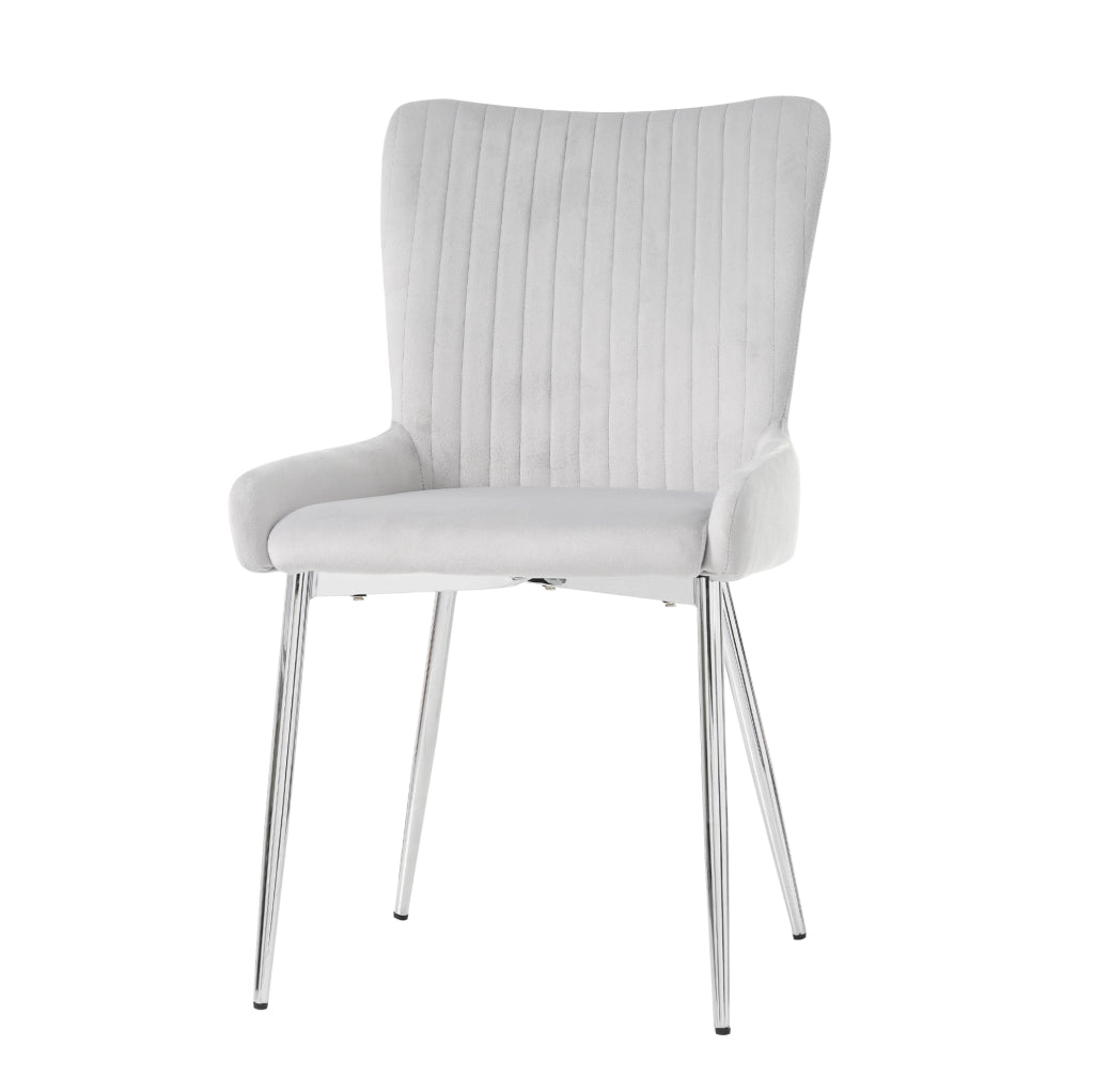 Set di 4 sedie da pranzo in velluto con gambe in metallo grigio
