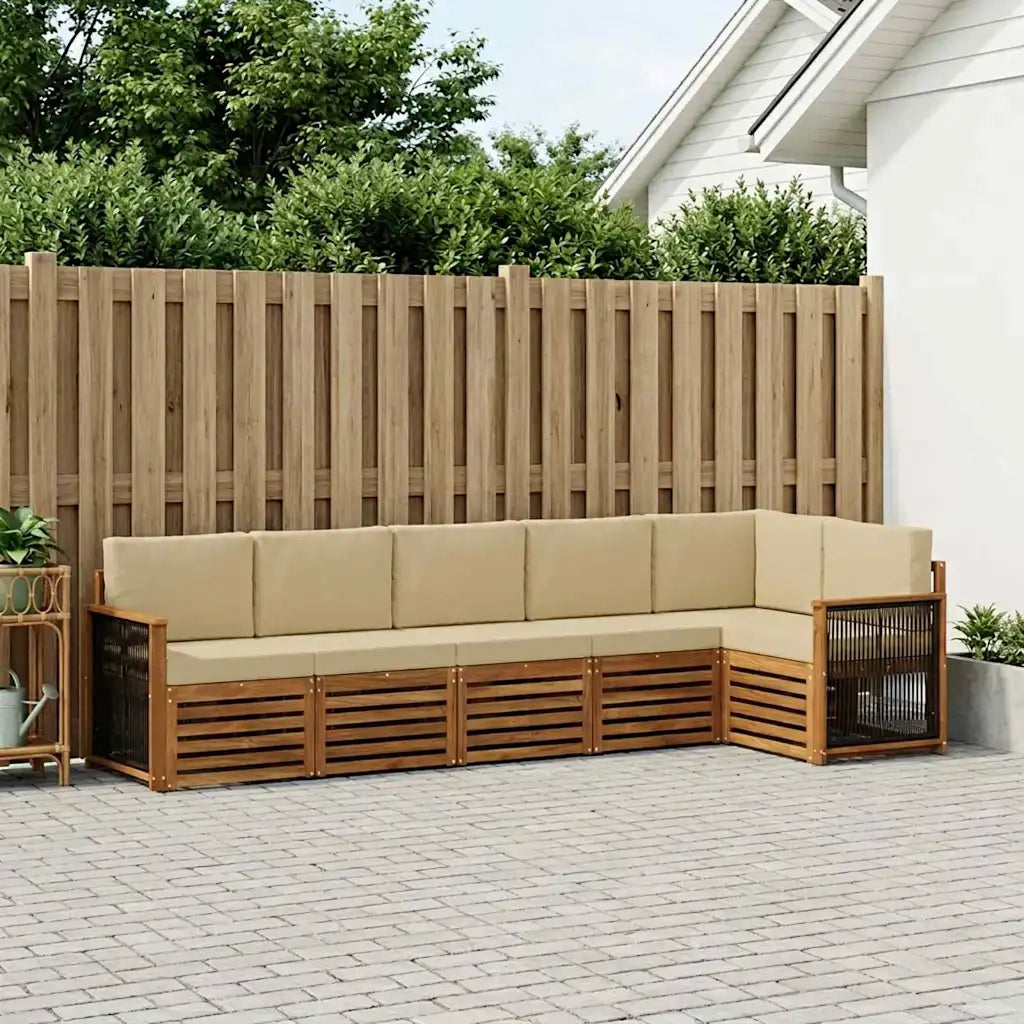 Set divano sezionale con cuscino 5 pcs Naturale