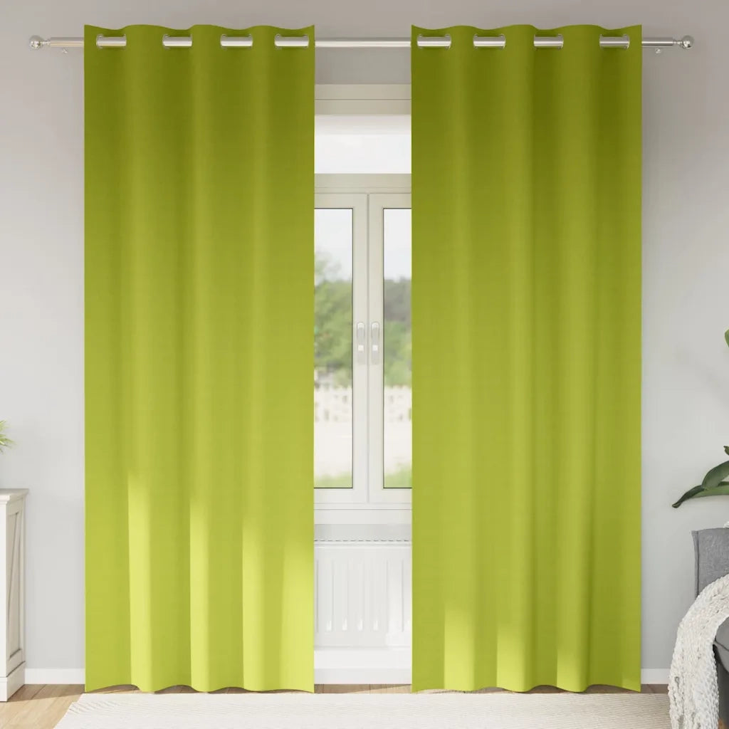 Tende Blackout con Anelli 2 pz Verde 245 x 140 cm Poliestere 4107391