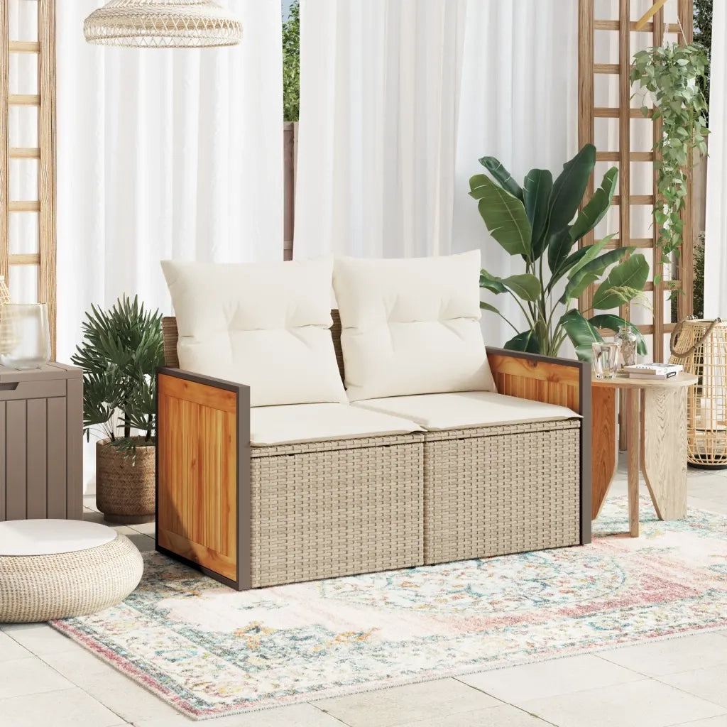 Divano da Giardino con Cuscini a 2 Posti Beige in Polyrattancod mxl 87095