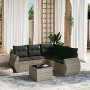 Set Divano da Giardino 6pz con Cuscini Grigio Chiaro Polyrattan