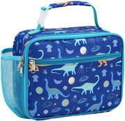 Borsa isolante per bambini - Grande borsa per pranzo per bambini con contenitore per bottiglie, borsa impermeabile per scuola e picnic, blu dinosauro