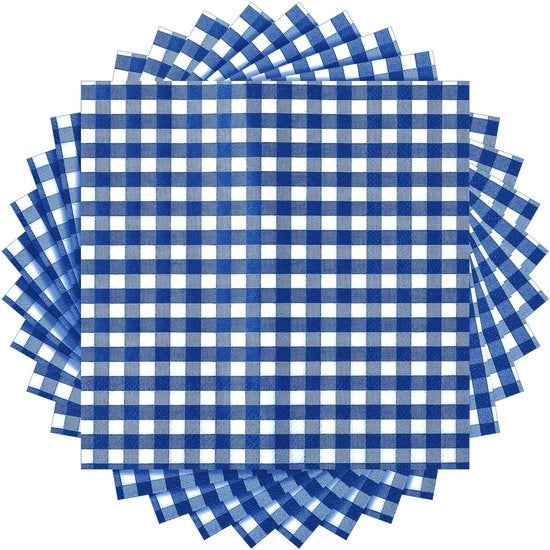 Serviette in Gingham 100 pezzi - 3 strati - 32,9 x 32,9 cm - Adatta per Cena/Picnic/BBQ