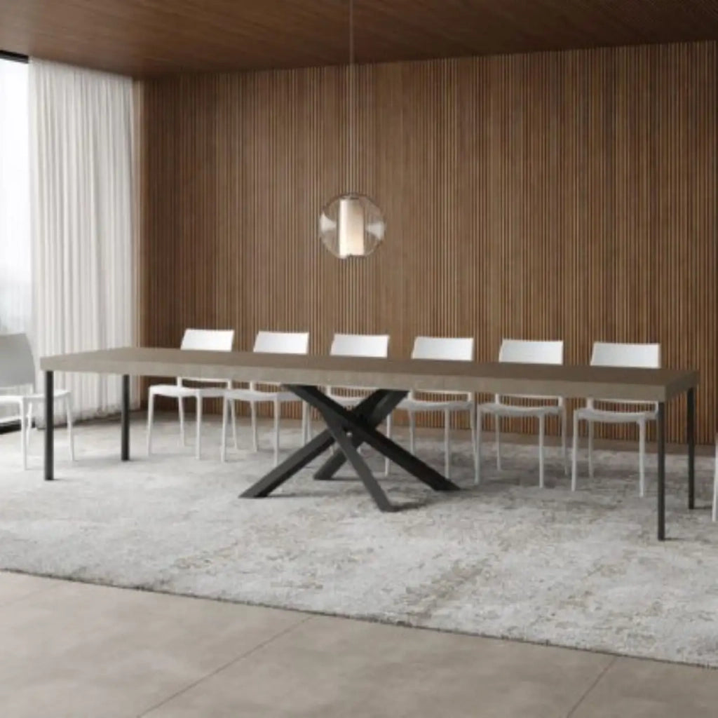 Tavolo allungabile 120/380x90 cm Volantis Premium tortora gambe antracite