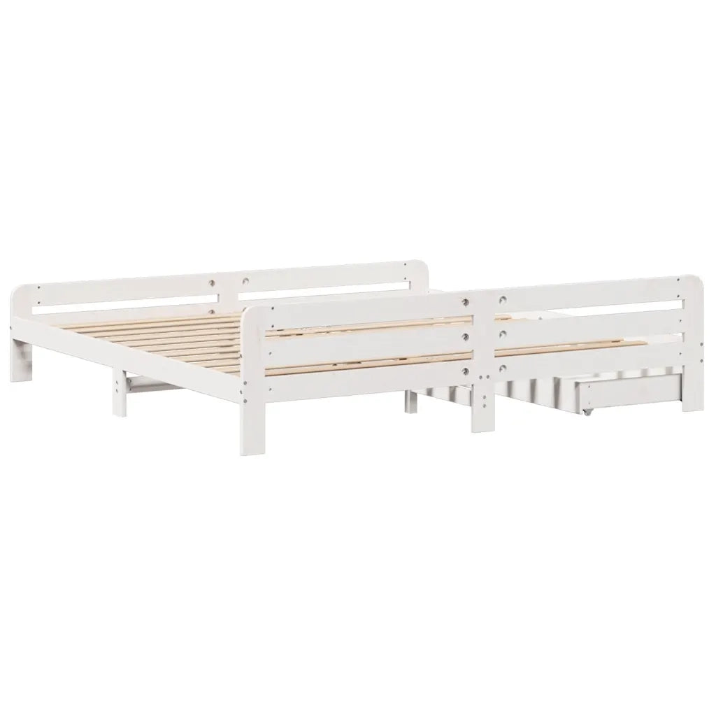Giroletto senza Materasso Bianco 200x200 cm Legno Massello Pino 3309027