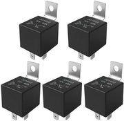 Auto Relais 4 Pin - 12V 40A - Resistente e Duraturo - Nero - Accessori Auto - Ideale per Veicoli - 5 Pezzi