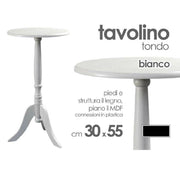 Trade Shop - Tavolo Tavolino Tondo Bianco In Legno 30x55 Cm Salotto Giardino Arredamento Casa -