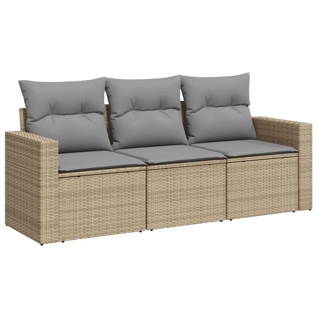 Set Divano da Giardino 3 pz con Cuscini Beige in Polyrattancod mxl 86950