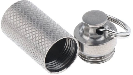 Portatile Pillenetui - Impermeabile - Contenitore per Pillola - Portatile - Chiave - Titanium - Uomo/Donna