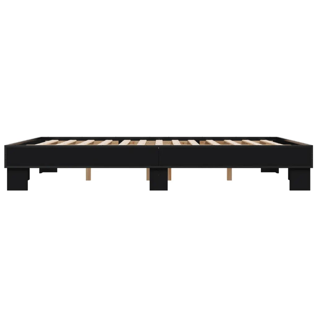 Giroletto-Struttura Letto Nero 150x200 cm in Legno Multistrato e Metallo 915008