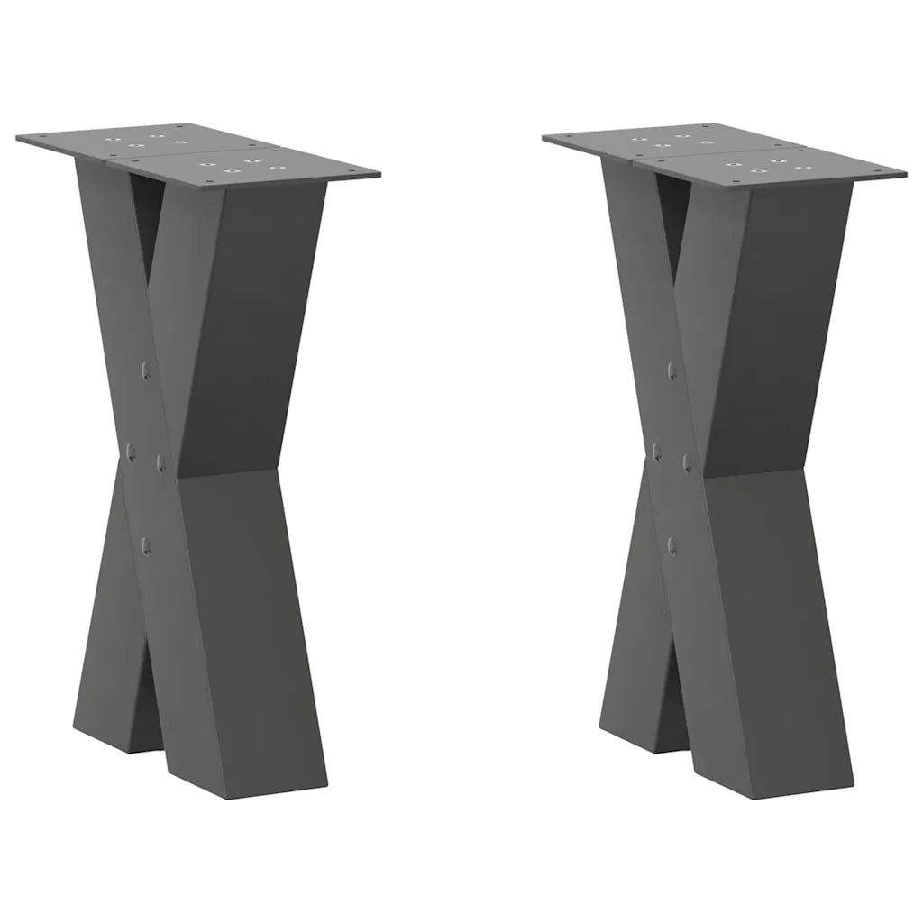 Gambe per Tavolino da CaffÃ¨ a Forma di X 2 pz Antracite 38x(42-43) cm Acciaio