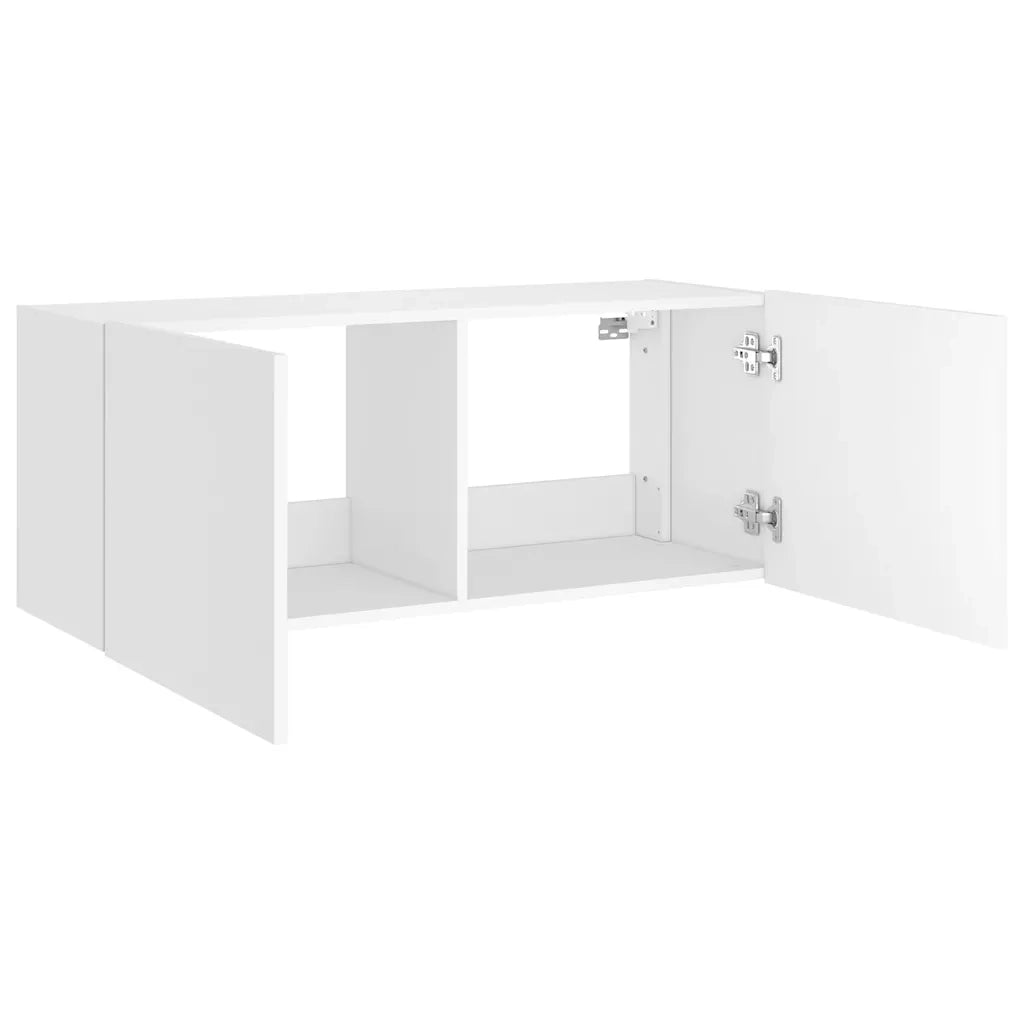 Mobile TV a Parete con Luci LED-Mobile TV a Muro Bianco 100x35x41 cm