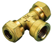 RACCORDO A T FEMMINA PER GAS CON TENUTA O-RING PER TUBO RAME MODELLO 1350 1/2 ø14   TIEMME RACCORDERIE SPA