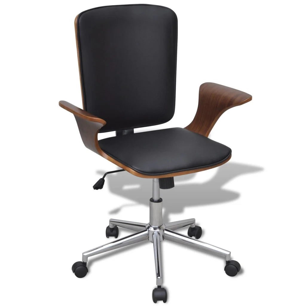 Sedia girevole da ufficio in legno curvato con rivestimento in similpelle 0502045