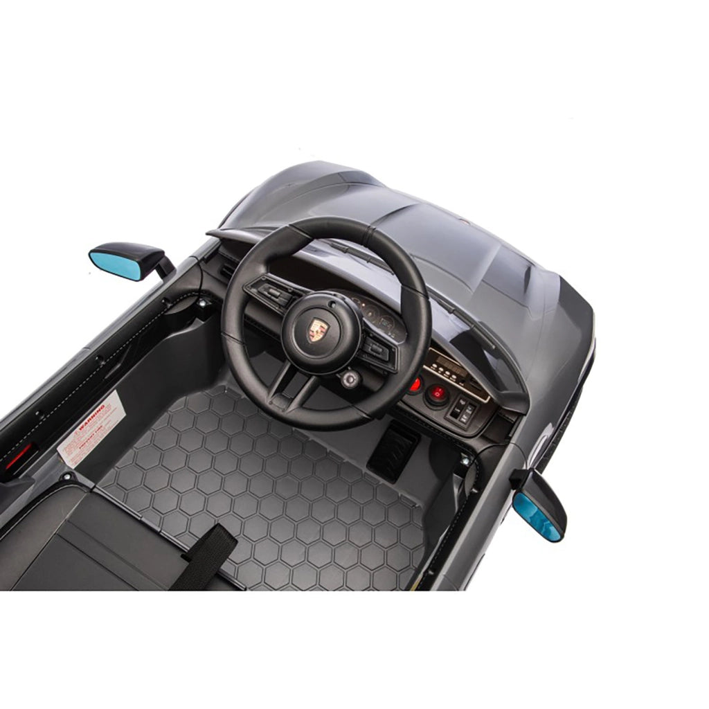 Macchina Elettrica per Bambini Porsche Taycan Turbo S 12V con Telecomando Bluetooth Luci LED e Tappetini Nero