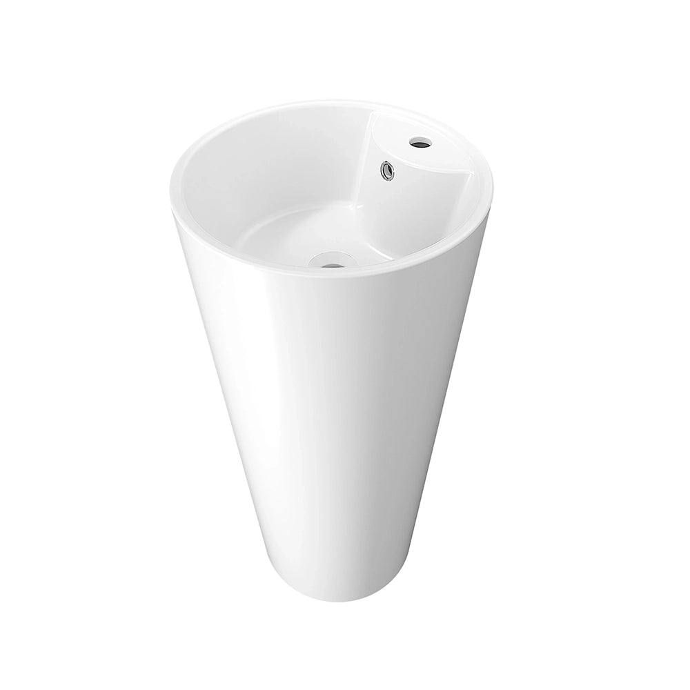 Lavabo freestanding diam. 40 cm in ceramica bianco lucido con troppopieno | Azov