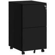 Cassettiera 2 Cassetti con Ruote ¨C zephmum ¨C Nero 37x43.5x67.5 cm