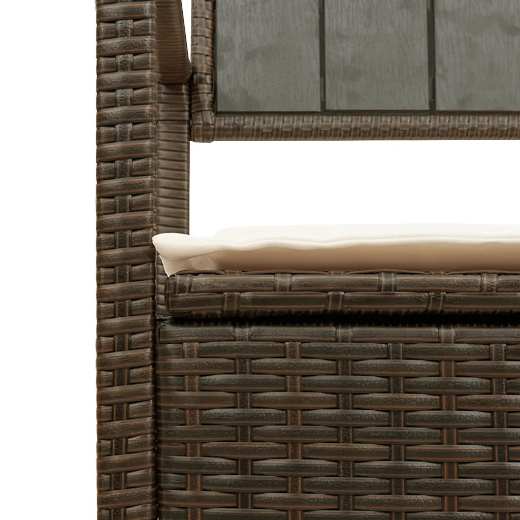Panca Portaoggetti da Giardino con Cuscino-Sgabello-Panca con Contenitore Marrone Polyrattan 922796