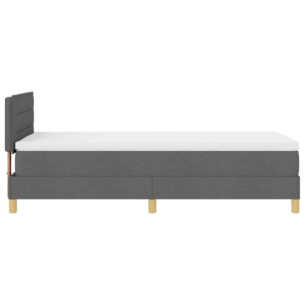 Letto con Rete a Molle e Materasso Grigio Scuro 90x190 cm Tessuto