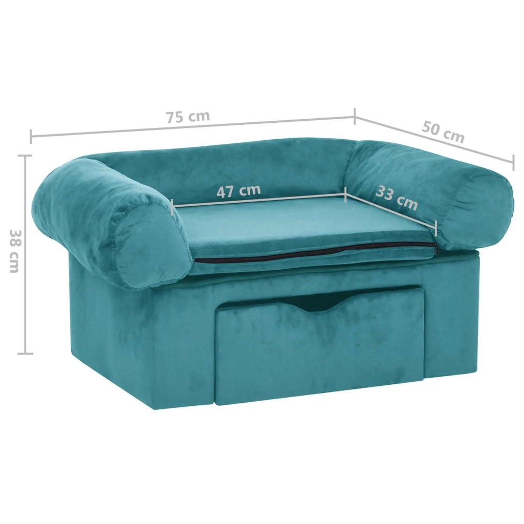 vidaXL Divano per cani Turchese 75 x 50 x 38cm Peluche