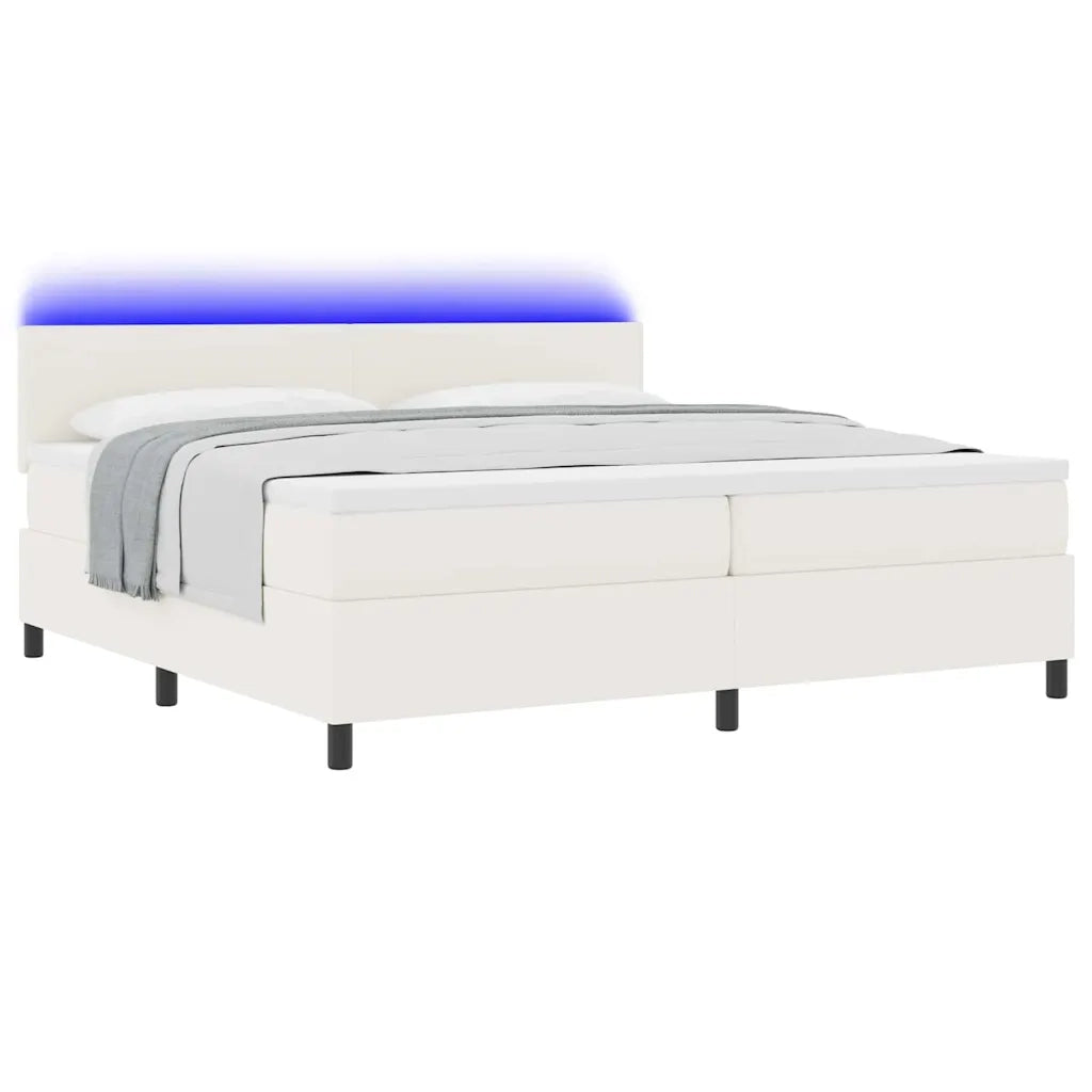 Letto a Sorgente LED con testiera Crema e Bianco 200 x 200 cm 3337617