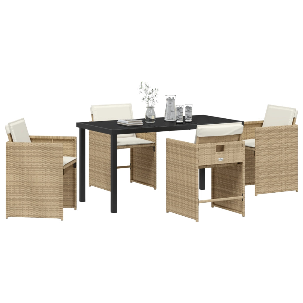 Set di 5 pezzi da giardino con cuscini Beige Polirattan