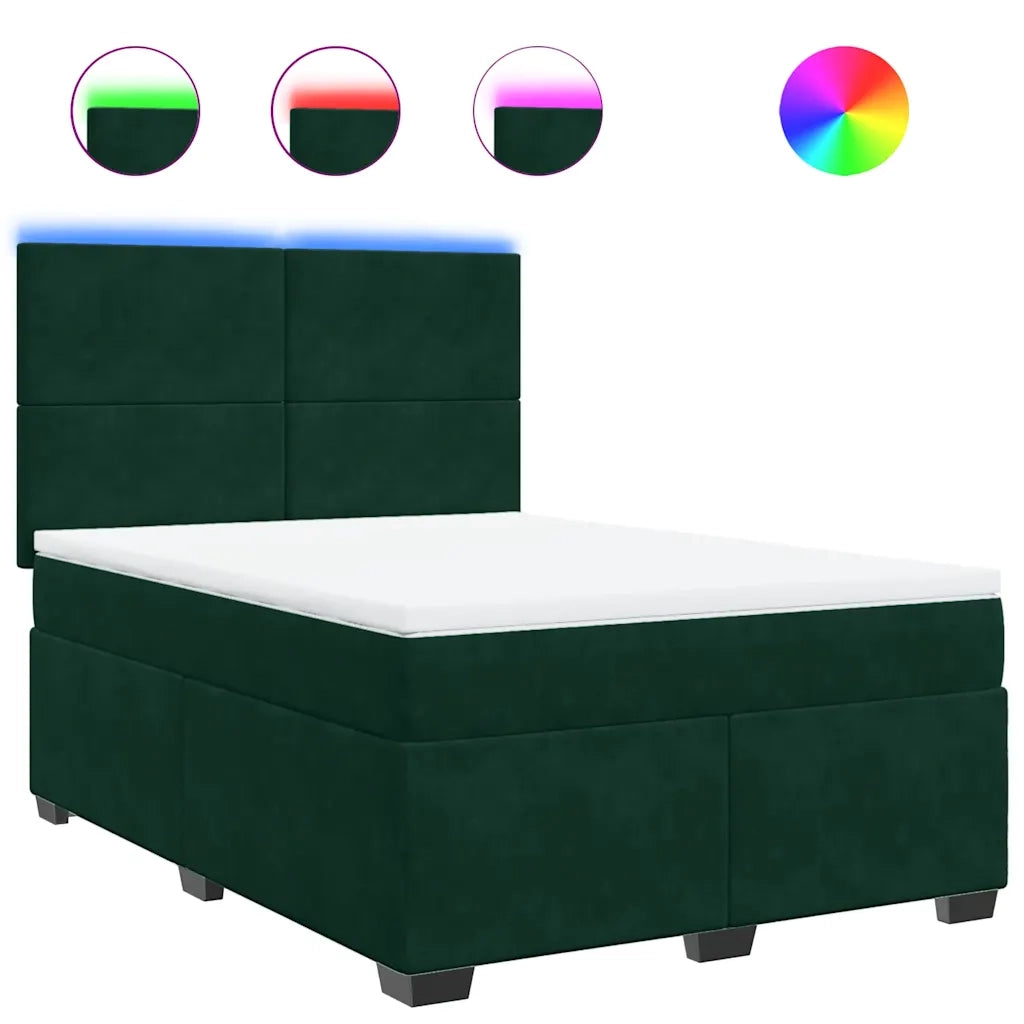 Giroletto a Molle con Materasso Verde Scuro 140x190 cm Velluto