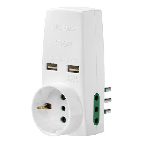 Adattatore S11+2P11+P30+2USB bianco
