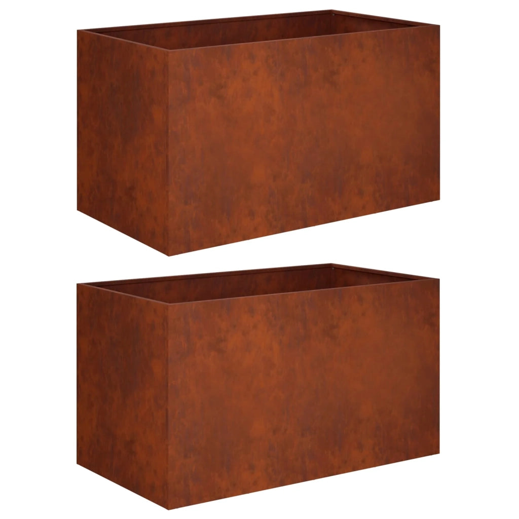 Vaso da giardino 2 pz Ruggine 100 x 50 x 50 cm Acciaio Corten 8005287