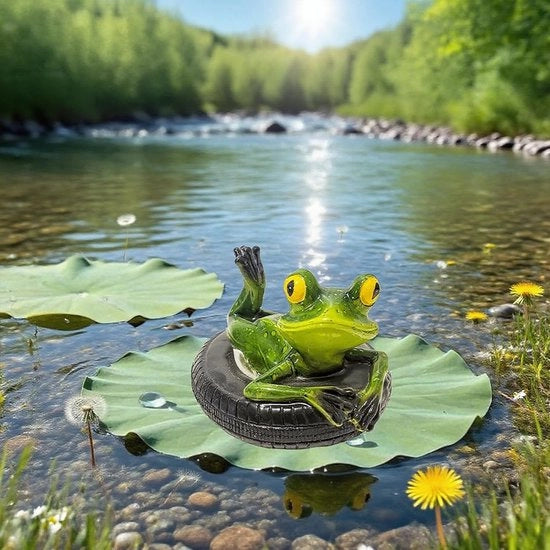 Decorazione per Piscina da Giardino - Statua di Rana per Esterno - Decorazione per Piscina - Mini Piscina Decorativa - Leggera - Dimensioni 13 x 14 x 9,5 cm