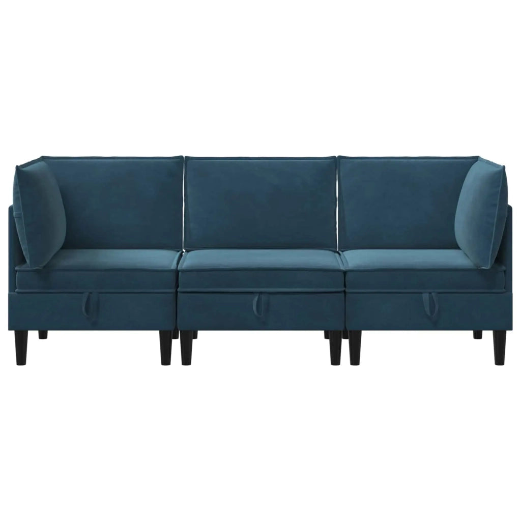 Set di mobili per il soggiorno con cuscino 3 pcs Blu Velluto 3413768