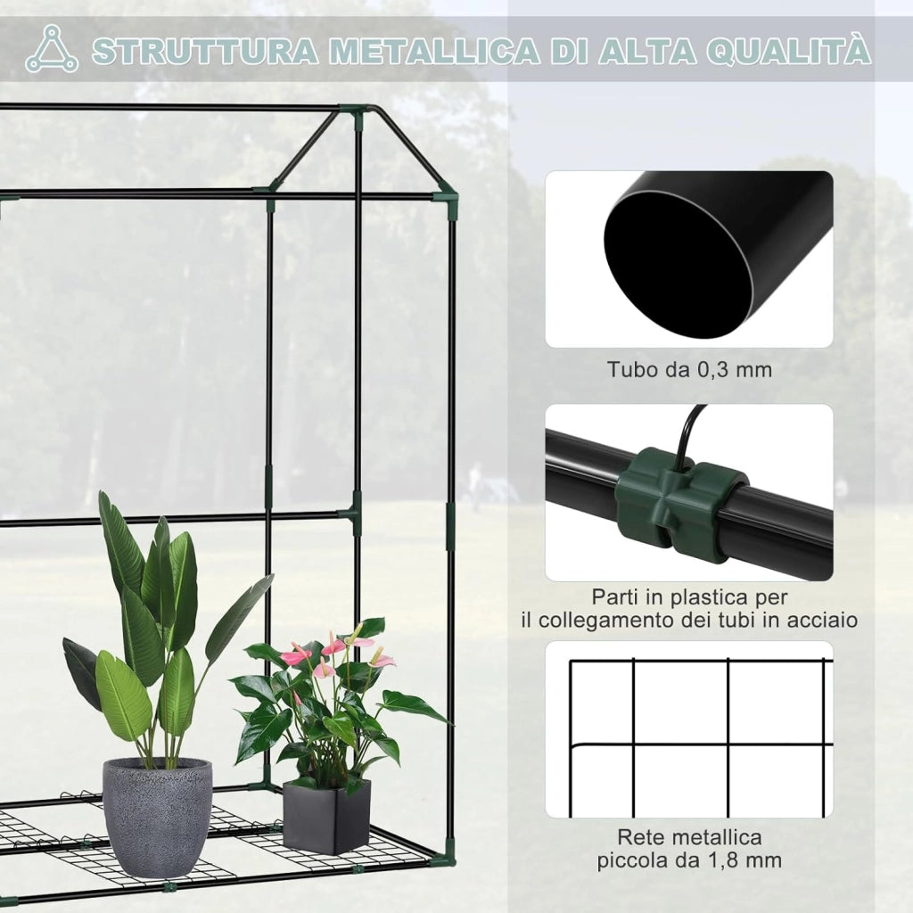 Serra da Giardino con Porte Avvolgibili, Serra da Balcone, Telo in Rete PE 140 g/m², per Piante Idrorepellente a Fori Rotondi per Piantare Pomodori Rampicanti e Altro, Verde