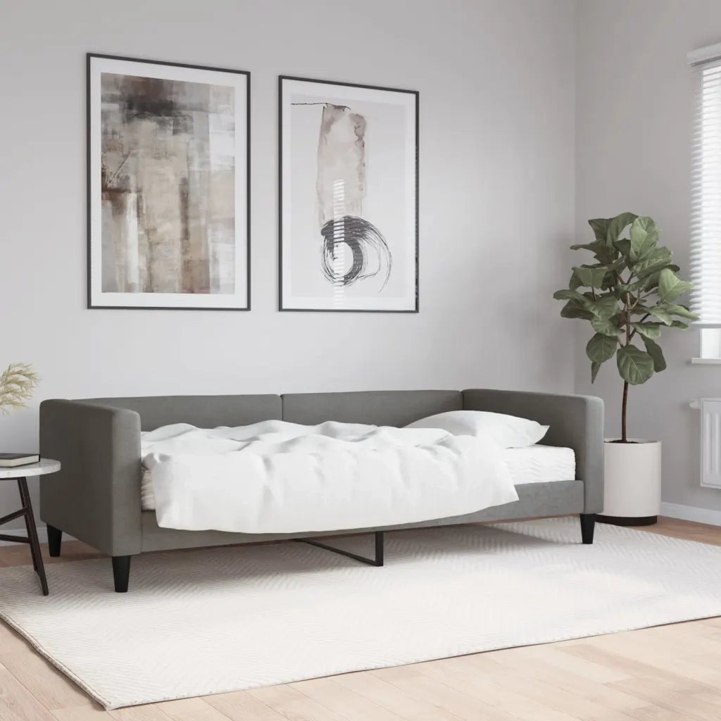Divano letto | Sof¨¤ letto | Letto singolo con Materasso Grigio Scuro 90x200 cm in Tessuto