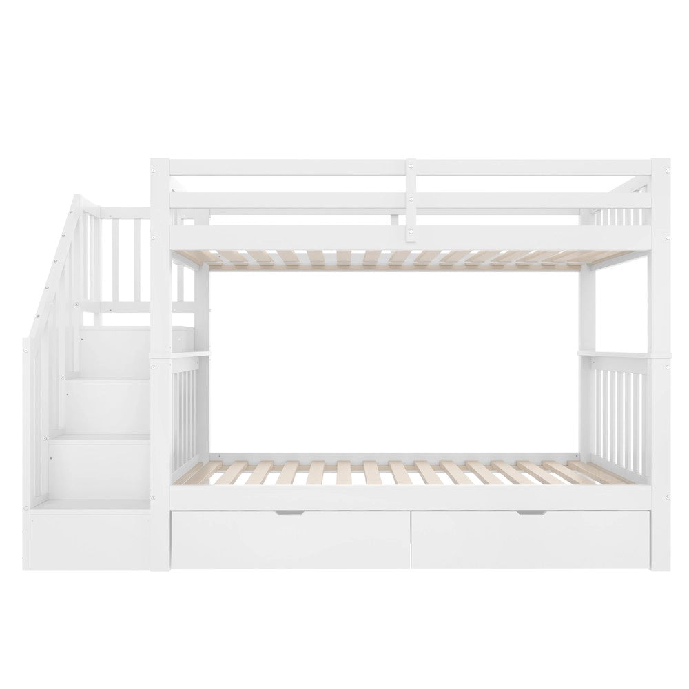 Letto a Castello con Scala e Cassetti ¨C Xylo ¨C Bianco 90x200