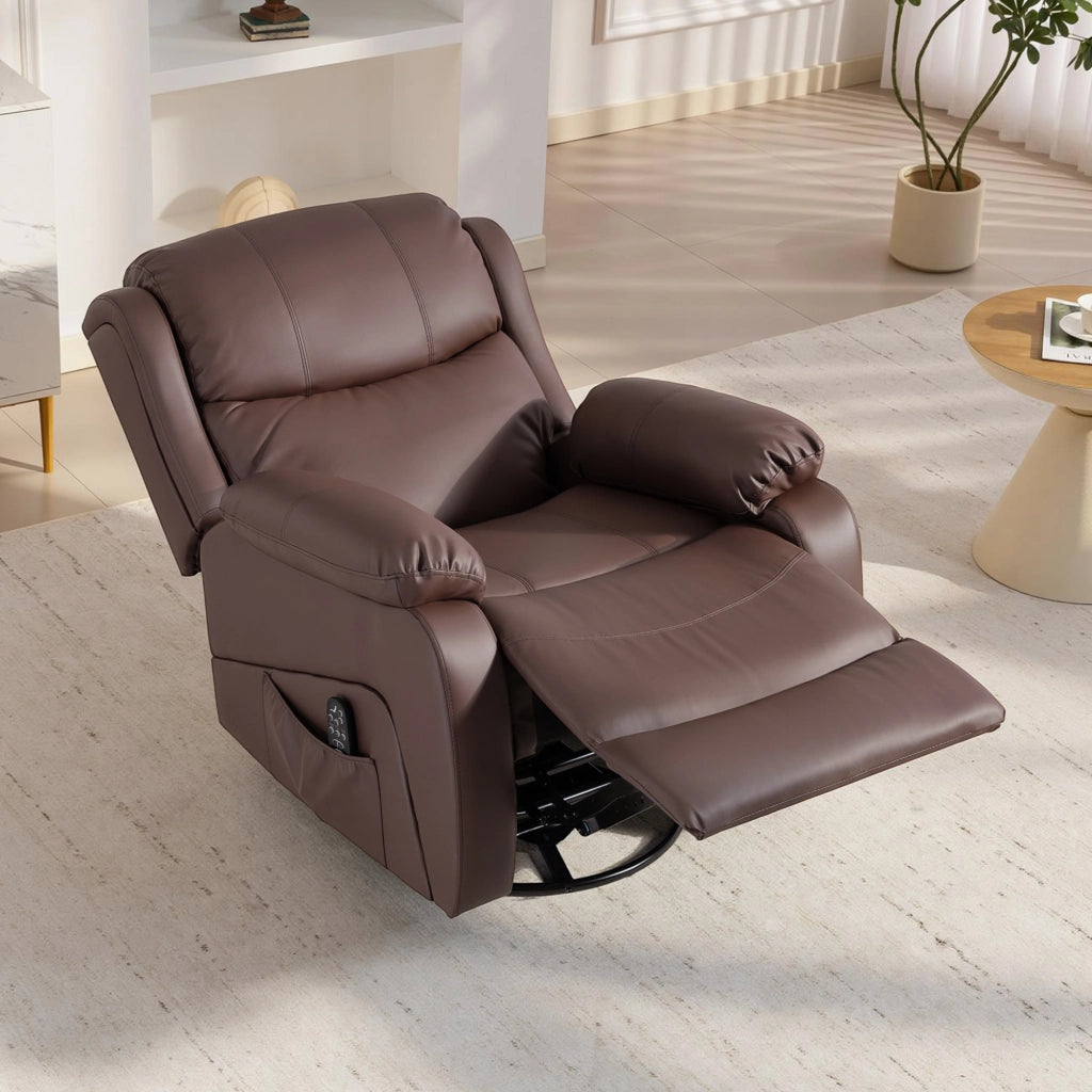 Poltrona Relax Reclinabile Massaggiante con Poggiapiedi ¨C zephmum ¨C Marrone 87x97x100
