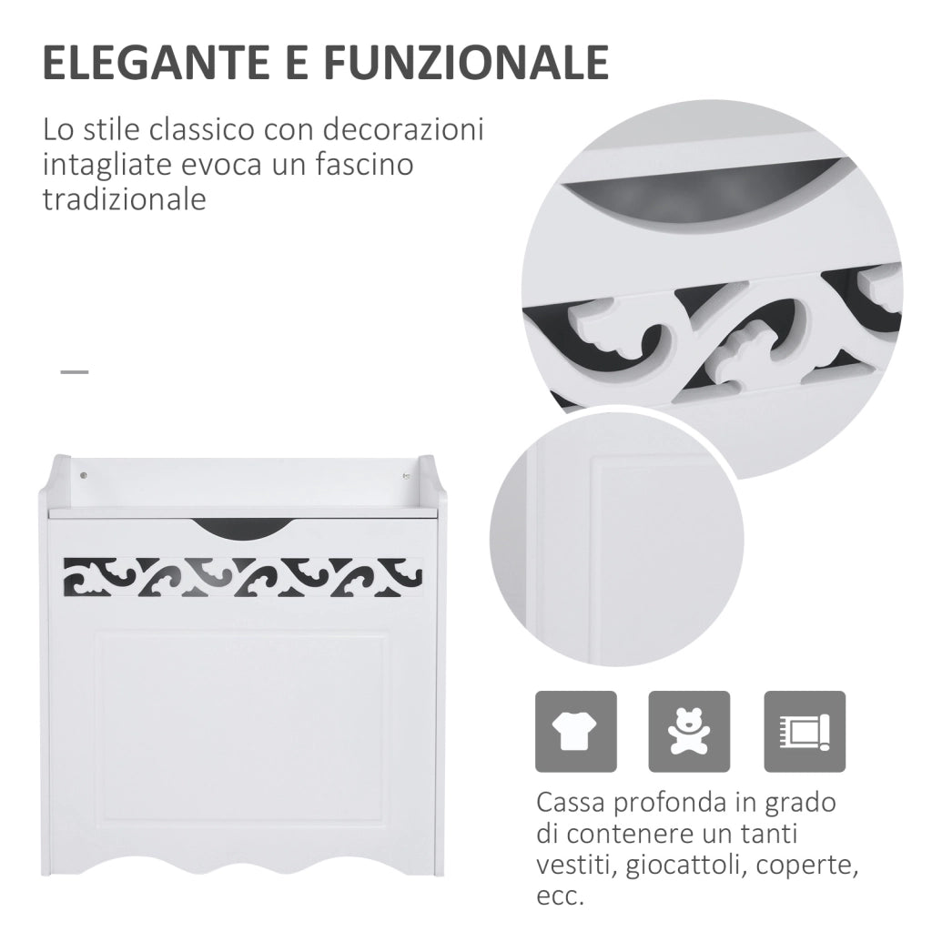 Mobiletto da Bagno in Legno con Vano Contenitore ¨C zephmum ¨C Bianco 55x34x58 cm