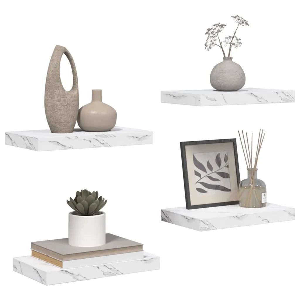 Scaffale da parete 4 pcs Marmo Bianco 40 x 23,5 x 4 cm