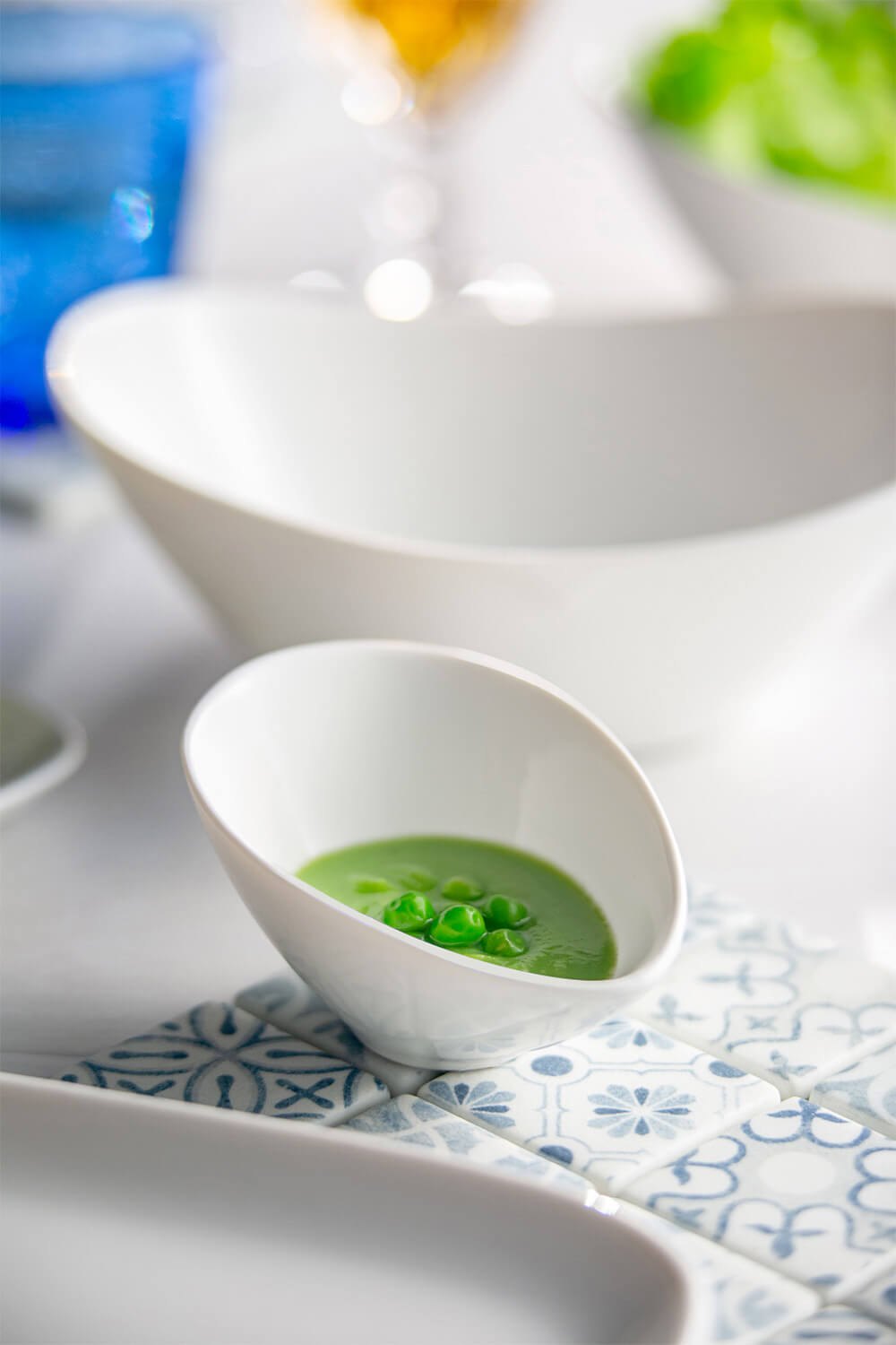 Set 6 Coppette Oblique 8x11,5x5,5 cm in Porcellana Allluminica Kaleidos Aluxina Bianche