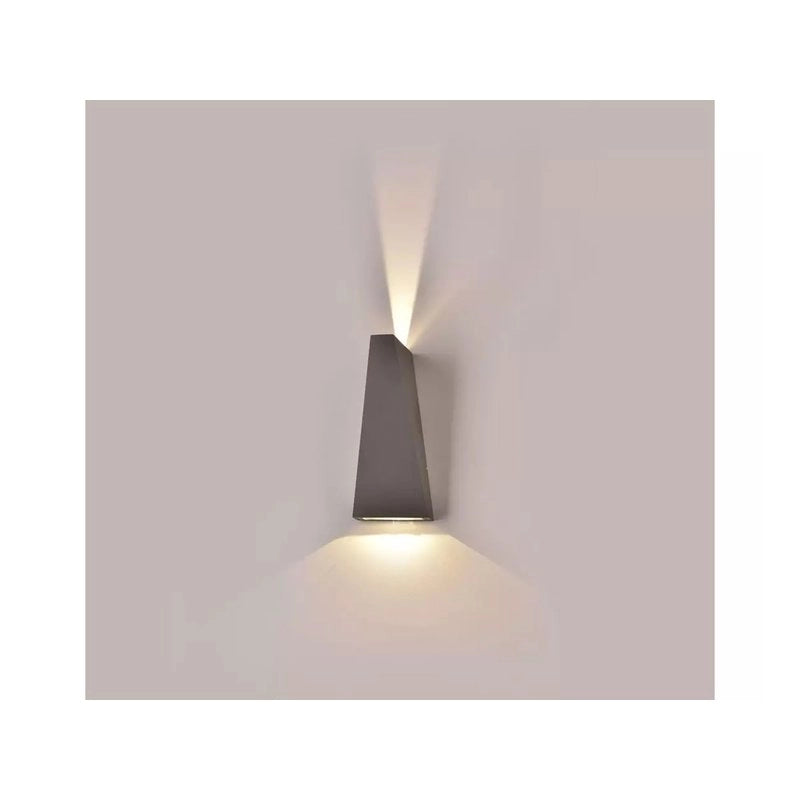 Applique Lampada LED da Muro Piramide 6W 4000K Carcassa Grigia Doppio Fascio Luminoso Up-Down IP65 SKU-8300