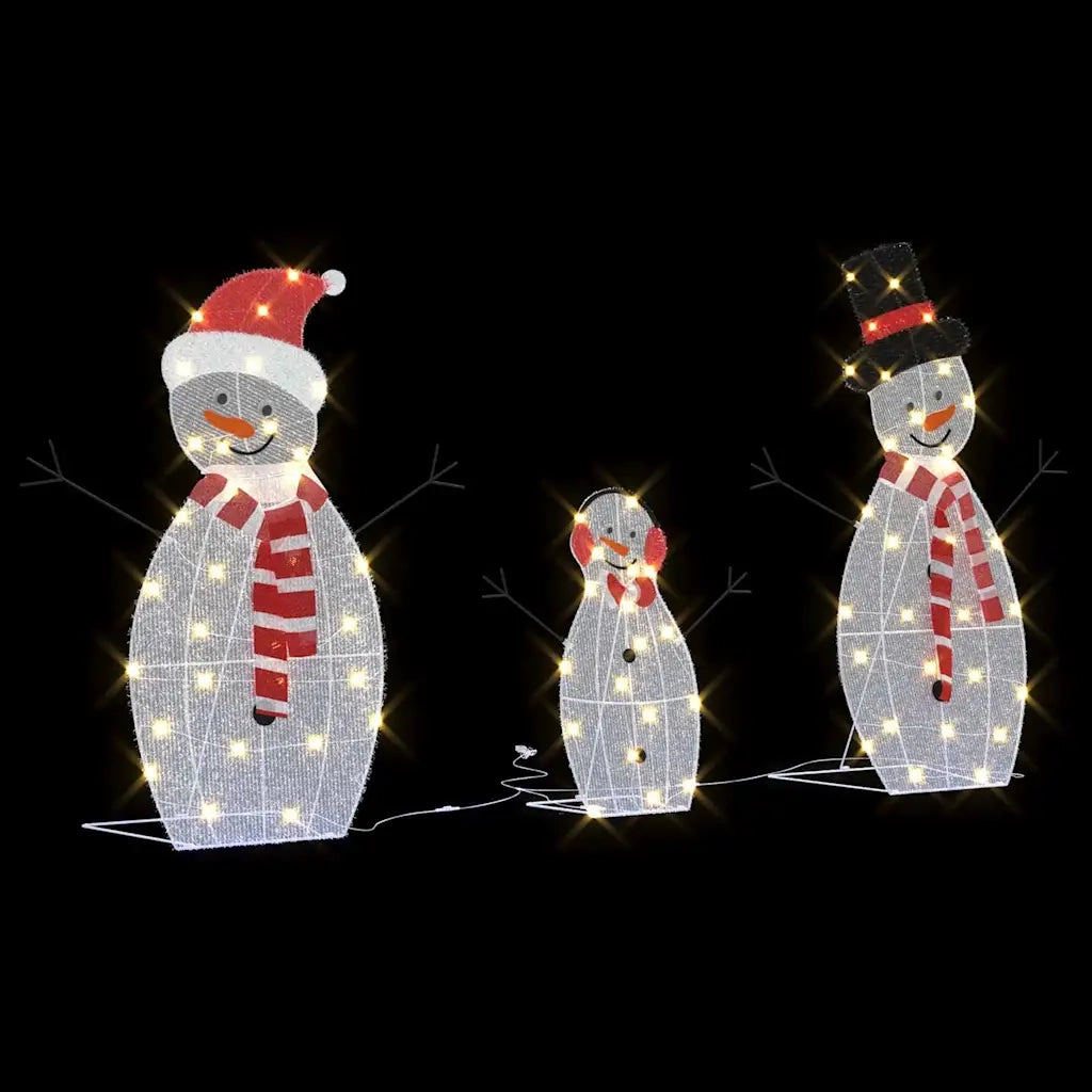 Familia di Pupazzi di Neve Illuminati 3 pcs Bianco caldo