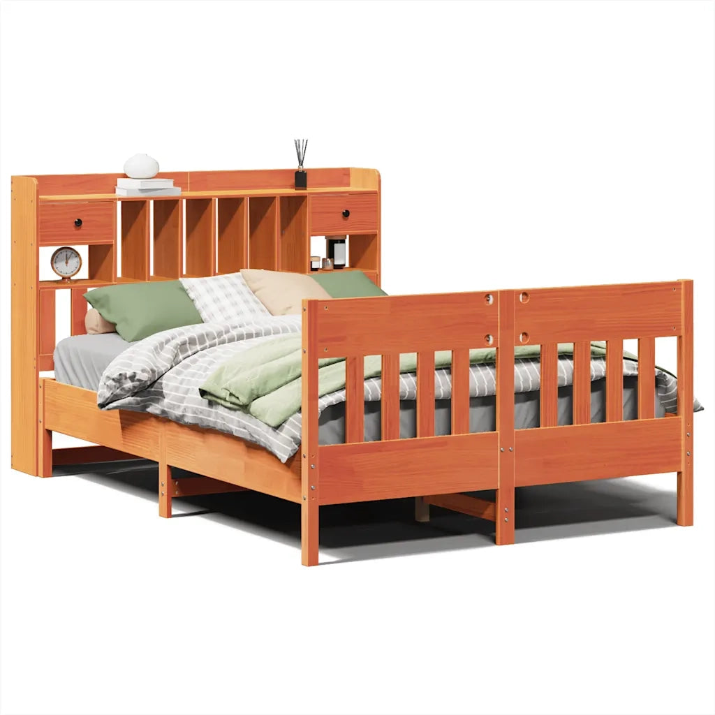 Letto matrimoniale | Letto per adulti | Giroletto senza Materasso Marrone Cera 150x200 cm Legno di Pino