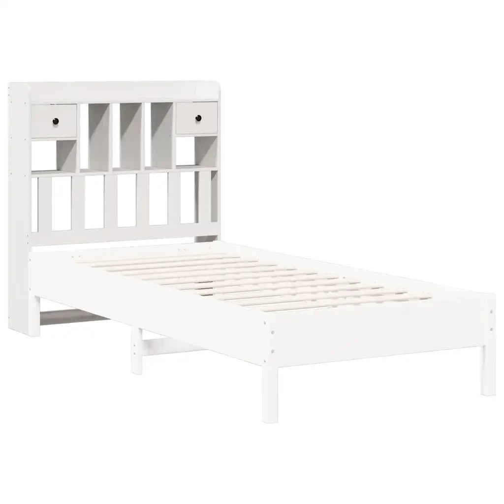 Testiera con Ripiani Bianca 90 cm in Legno Massello di Pino 855524