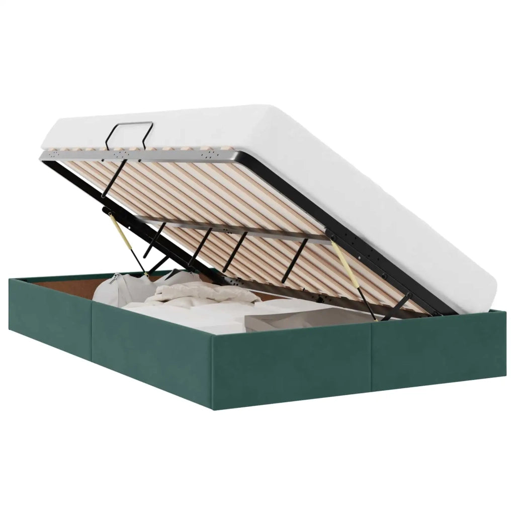 Letto ottomano Verde Scuro 120 x 200 cm Velluto