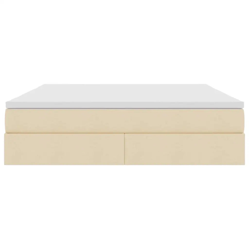 Letto con contenitore e materasso Crema 180 x 200 cm Poliestere